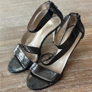Ron White Black Metallic Strappy Heels